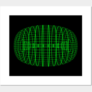 Green Wireframe Ellipse Posters and Art